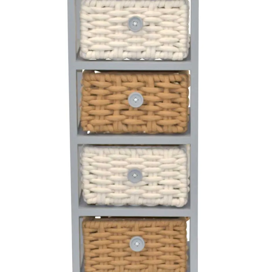 Wohnen 30x73x25 Graues Regal mit vier Körben - Donnira