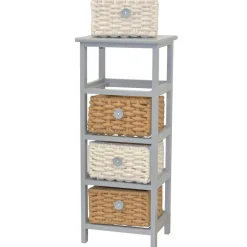 Wohnen 30x73x25 Graues Regal mit vier Körben - Donnira