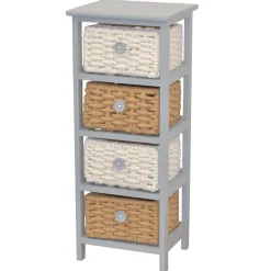 Wohnen 30x73x25 Graues Regal mit vier Körben - Donnira