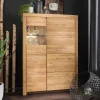 Wohnen 102x141x40 Highboard aus Wildeiche mit Glaseinsatz - Loitons
