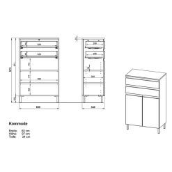 Wohnen 60x97x34 Highboard fürs Bad zweifarbig - Aspariavo