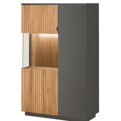 92x152x40 Highboard in Anthrazit & Eiche Bianco - Cruzca^Wohnen Clearance