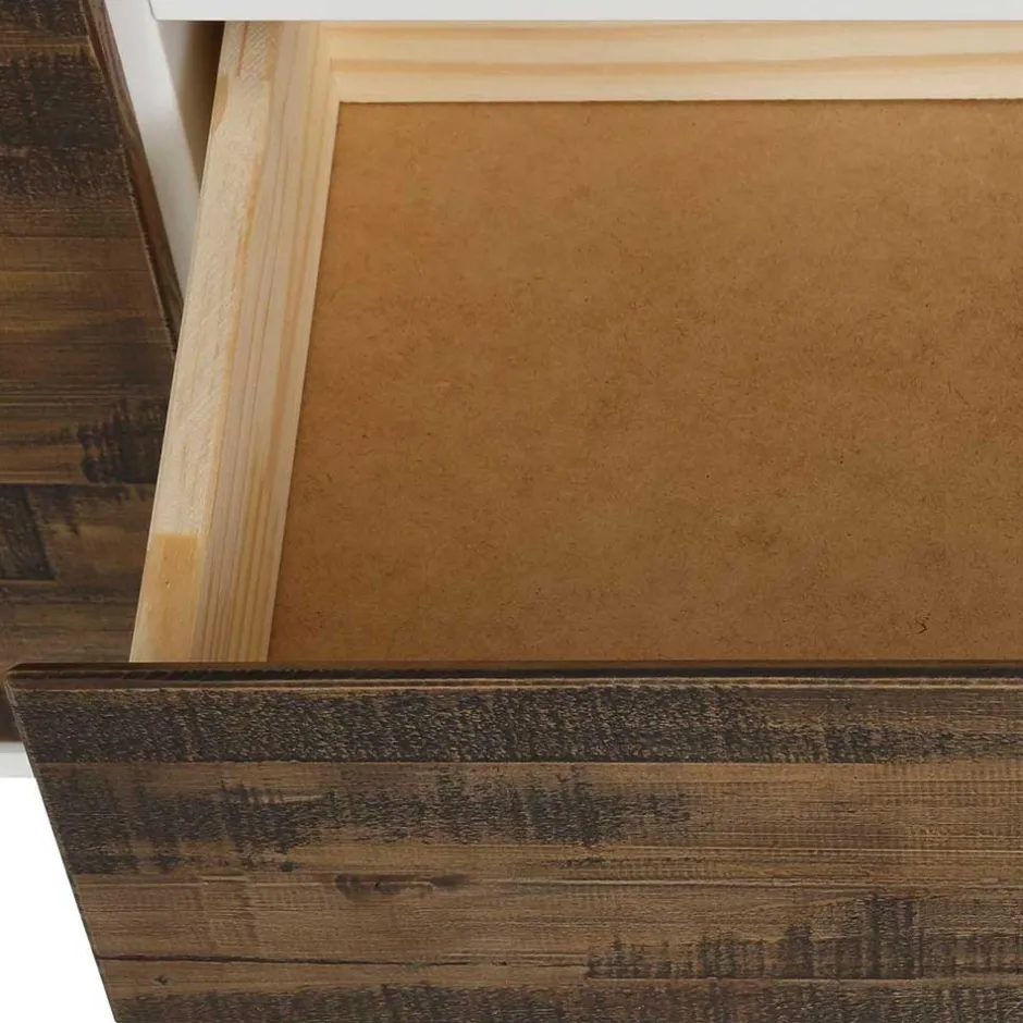 Wohnen 100x120x35 Highboard in Weiß & Kiefer dunkel - Chihu