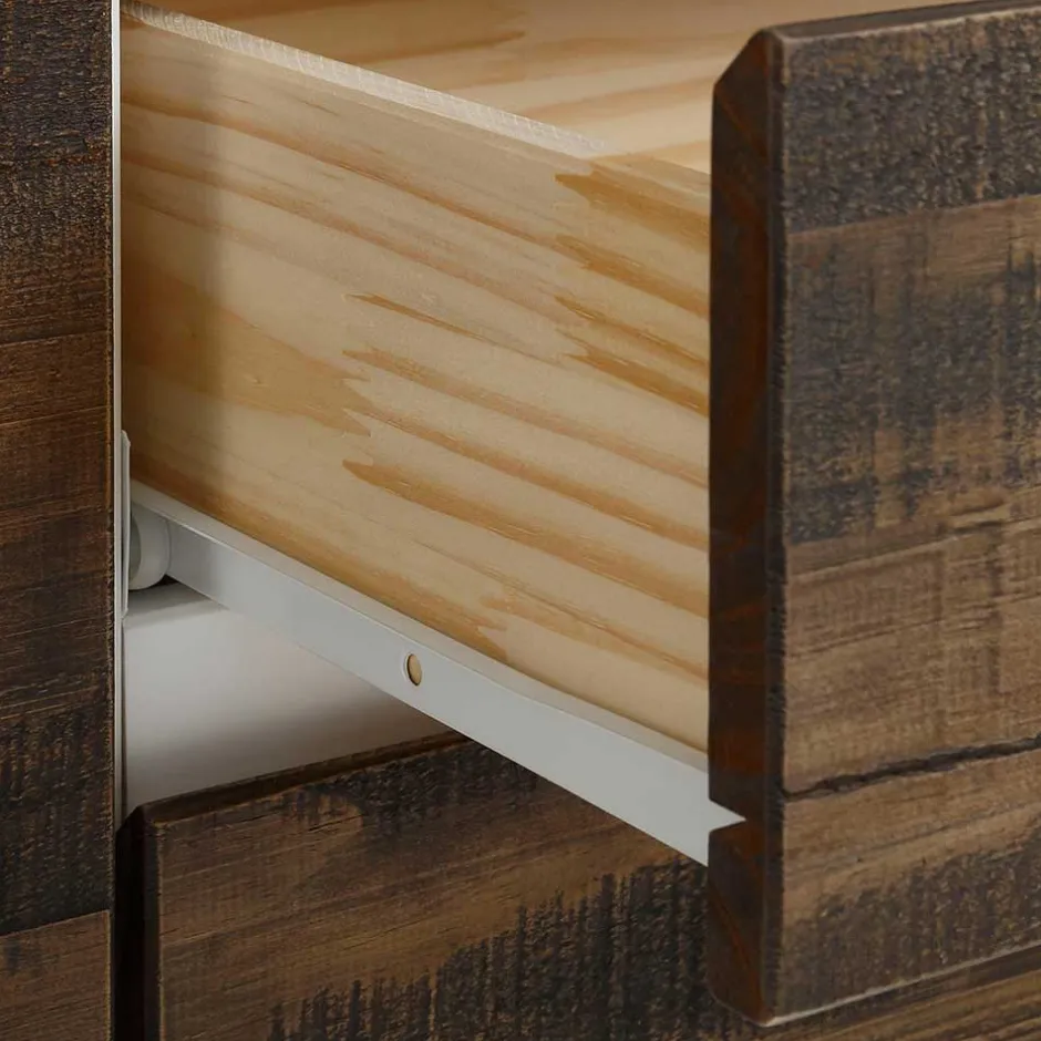 Wohnen 100x120x35 Highboard in Weiß & Kiefer dunkel - Chihu