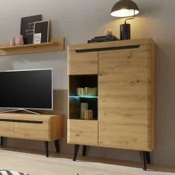 90x134x40 Highboard mit Glaseinsatz 2-türig - Olcian^Wohnen New