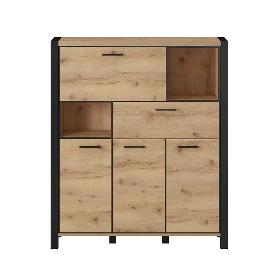 Wohnen 120x140x41 Highboard mit Klappe & 3 Türen - Zavorra