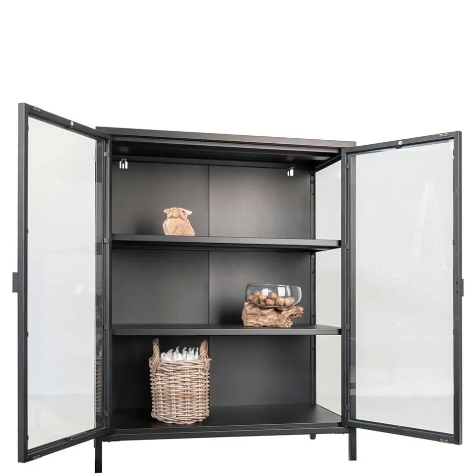80x102x40 Highboard Vitrine aus Glas & Stahl - Immy^Wohnen Outlet