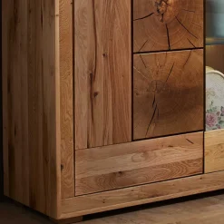 Wohnen 103x135x40 Highboard Vitrine mit Hirnholz Dekor - Troncon