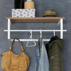 76x26x34 Hängegarderobe in Weiß & Eiche - Marcios^Wohnen Clearance