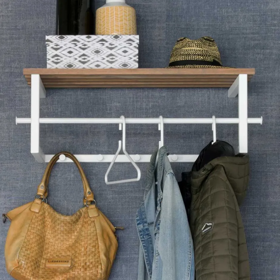 76x26x34 Hängegarderobe in Weiß & Eiche - Marcios^Wohnen Clearance