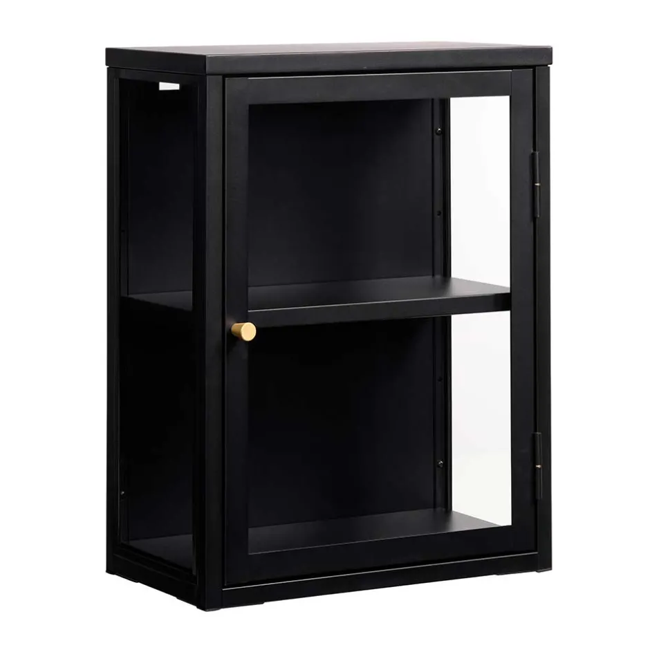 Wohnen 45x60x25 Hängende Vitrine aus Metall in Schwarz - Butoaie