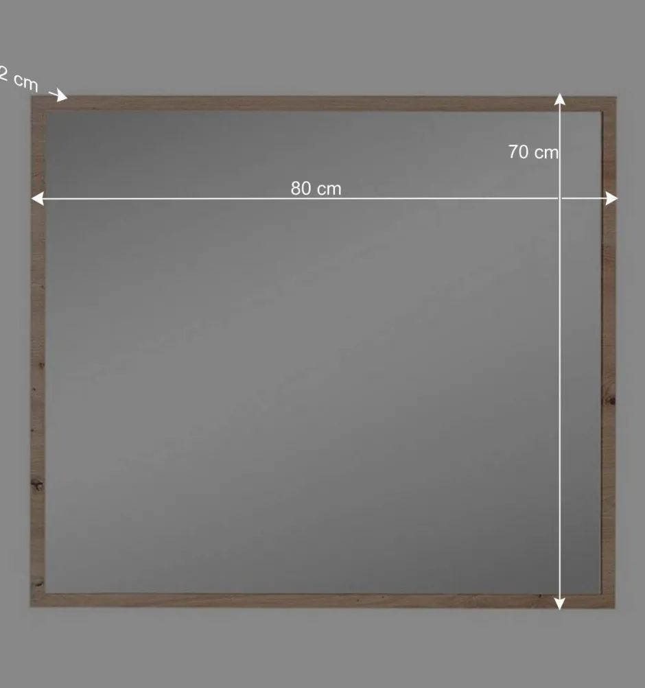 Wohnen 80x70x2 Hängespiegel mit Rahmen in Holzoptik - Kuetra