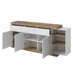 Wohnen 200x86x40 Hochglanz Anrichte in Weiß - Milvara