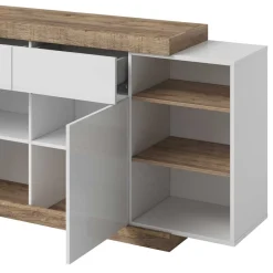 Wohnen 200x86x40 Hochglanz Anrichte in Weiß - Milvara