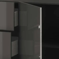 Wohnen 181x94x44 Hochglanz Kombi-Kommode in Grau - Eracosta