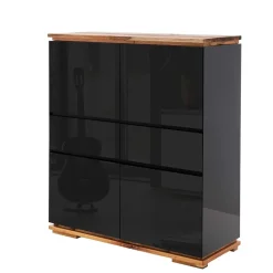 Wohnen 102x115x40 Hochglanz Kommode in Schwarz - Ercurs