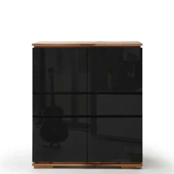 Wohnen 102x115x40 Hochglanz Kommode in Schwarz - Ercurs
