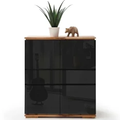 Wohnen 102x115x40 Hochglanz Kommode in Schwarz - Ercurs