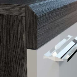 Wohnen 120x85x37 Hochglanz Kommode in Weiß & Grau - Nancys