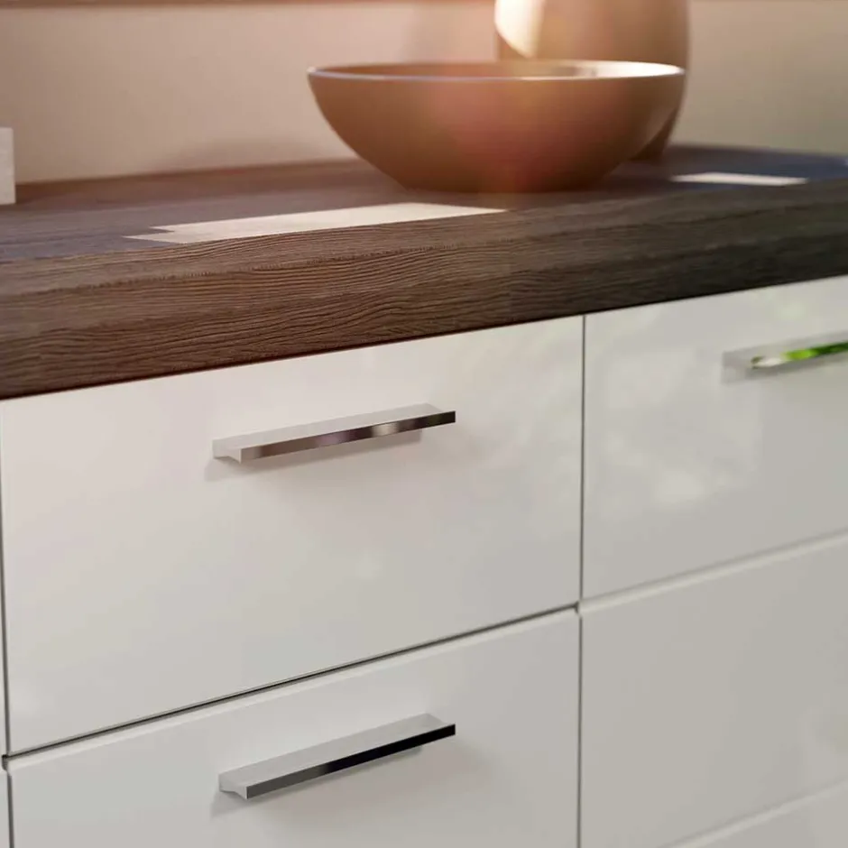 Wohnen 120x85x37 Hochglanz Kommode in Weiß & Grau - Nancys