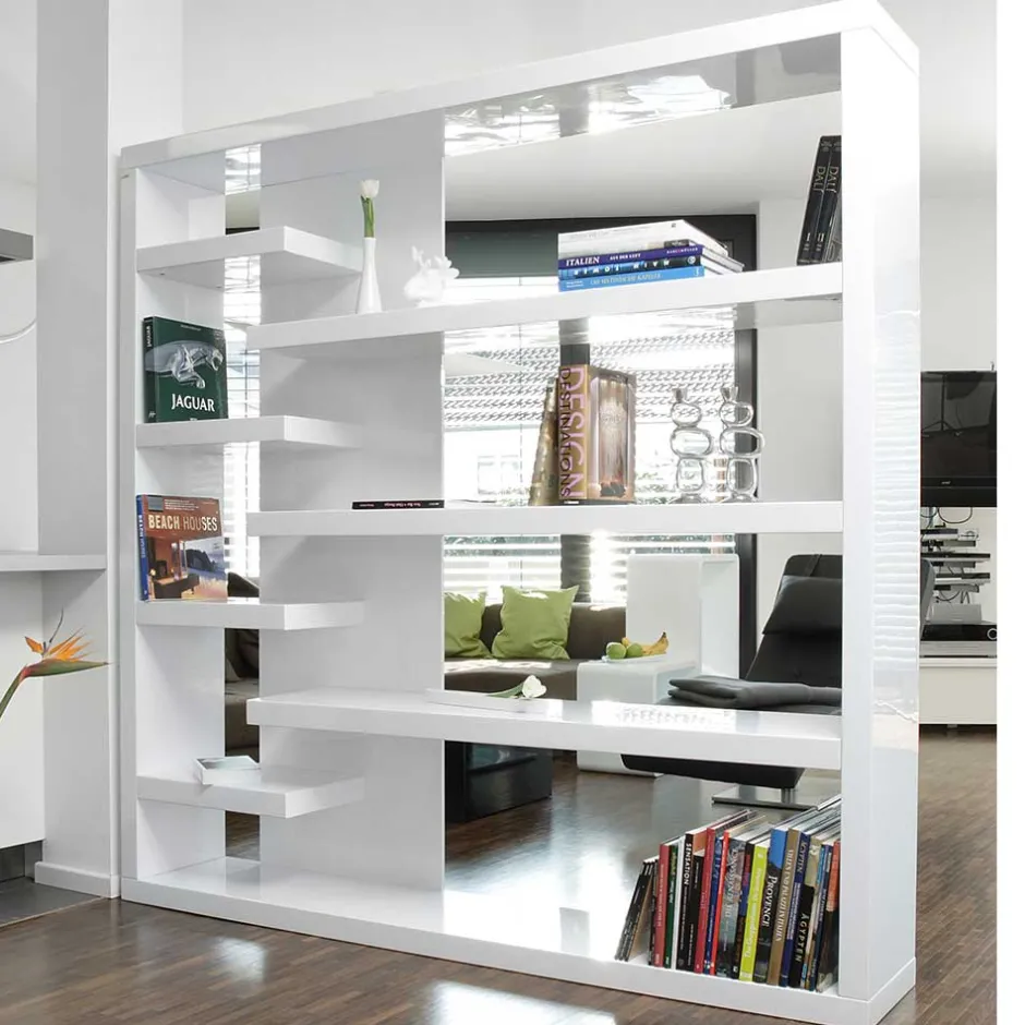 Wohnen 200x200x35 Hochglanz Regal Raumteiler - Sakura