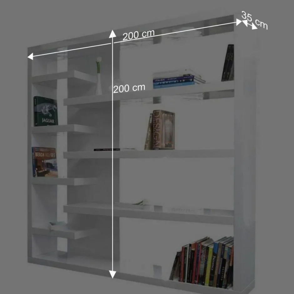Wohnen 200x200x35 Hochglanz Regal Raumteiler - Sakura