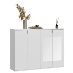 122x99x34 Hochglanz Schuhschrank in Weiß - Ejulia (zweiteilig)^Wohnen Clearance