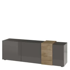 Wohnen 181x59x44 Hochglanz TV Unterschrank in Grau - Eracosta