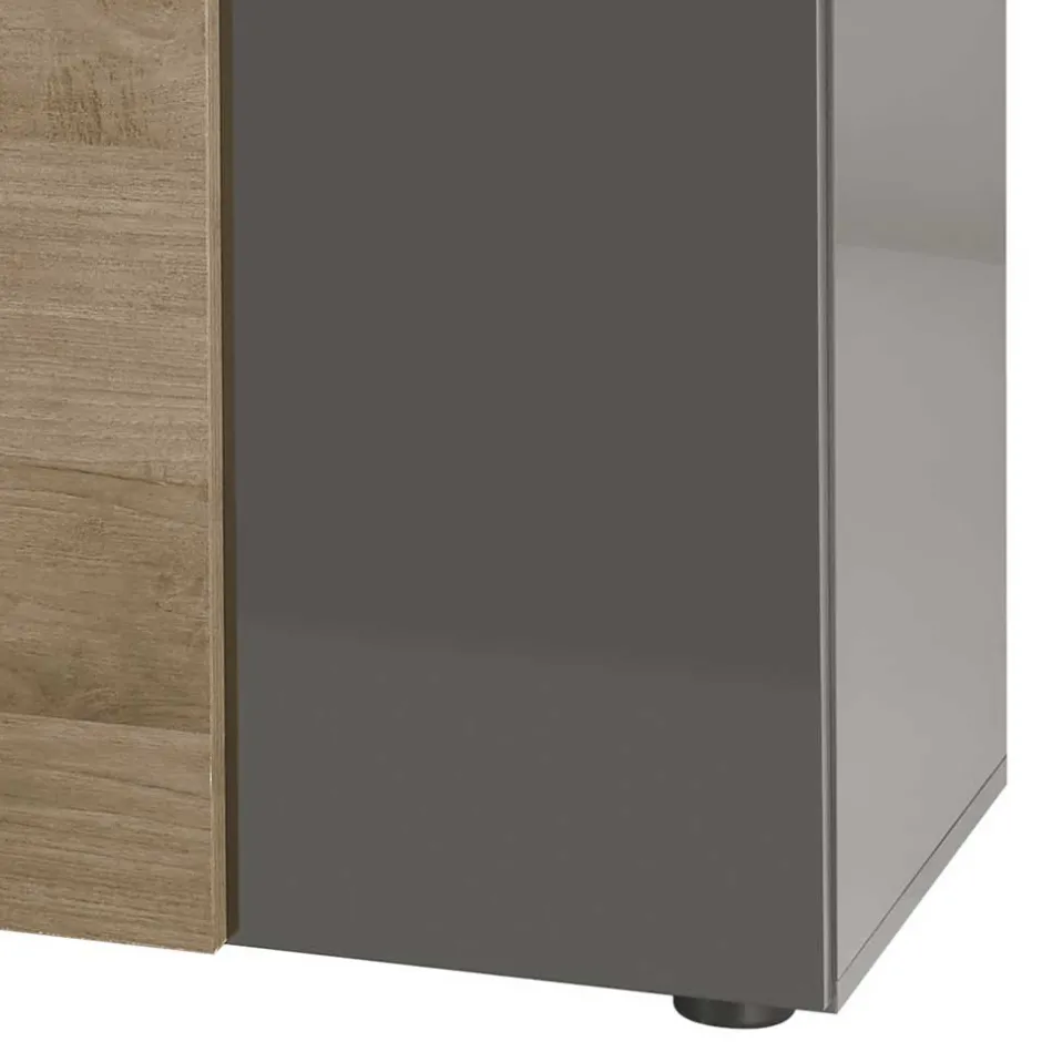 Wohnen 181x59x44 Hochglanz TV Unterschrank in Grau - Eracosta