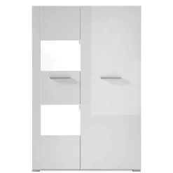 Wohnen 80x123x35 Hochglanz Vitrinenschrank in Weiß - Timmona