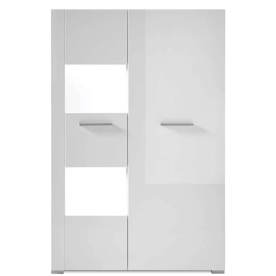 Wohnen 80x123x35 Hochglanz Vitrinenschrank in Weiß - Timmona