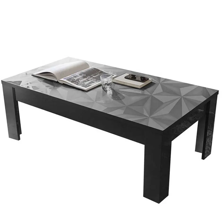 122x45x65 Hochglanz Wohnzimmertisch in Anthrazit - Kuriasna^Wohnen New
