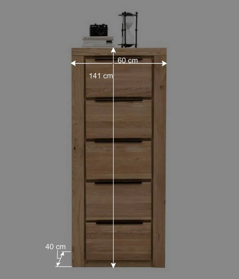 Wohnen 60x141x40 Hochkommode aus Eiche teilmassiv - Nelenia