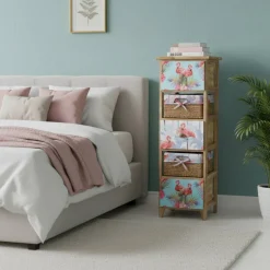 Wohnen 30x90x30 Hochkommode in Braun & Bunt - Drawa