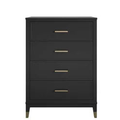 Wohnen 76x106x51 Hochkommode in Schwarz und Gold - Lorenca