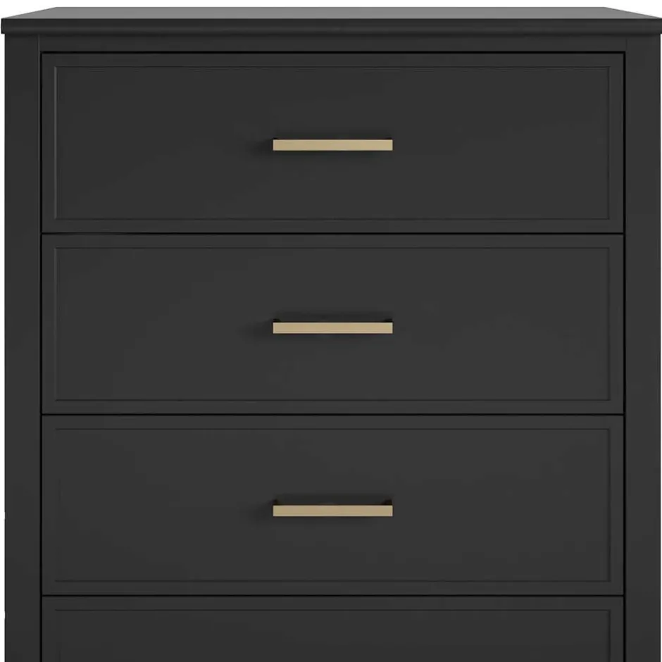 Wohnen 76x106x51 Hochkommode in Schwarz und Gold - Lorenca