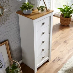 Wohnen 53x114x39 Hochkommode mit fünf Schubladen - Intora