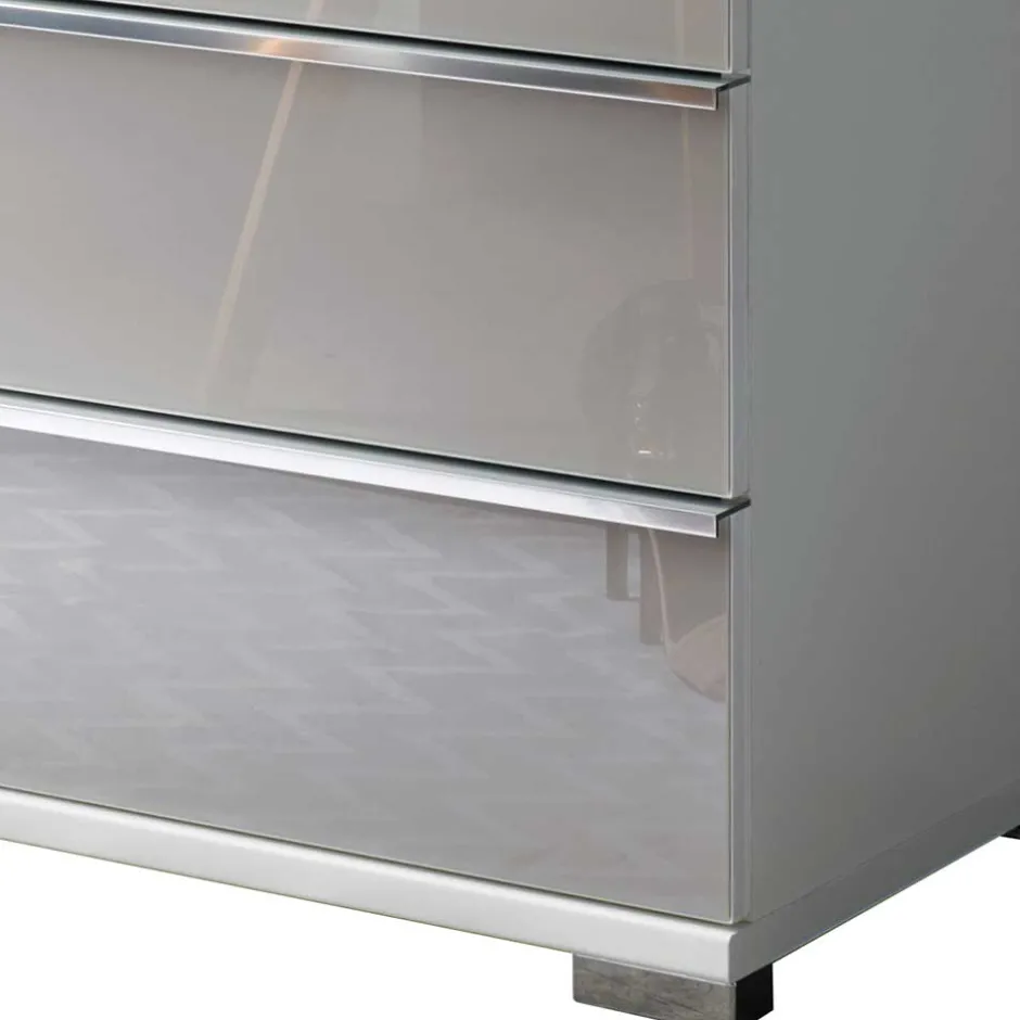 Wohnen 75x120x42 Hochkommode mit Glas Front - Nucina