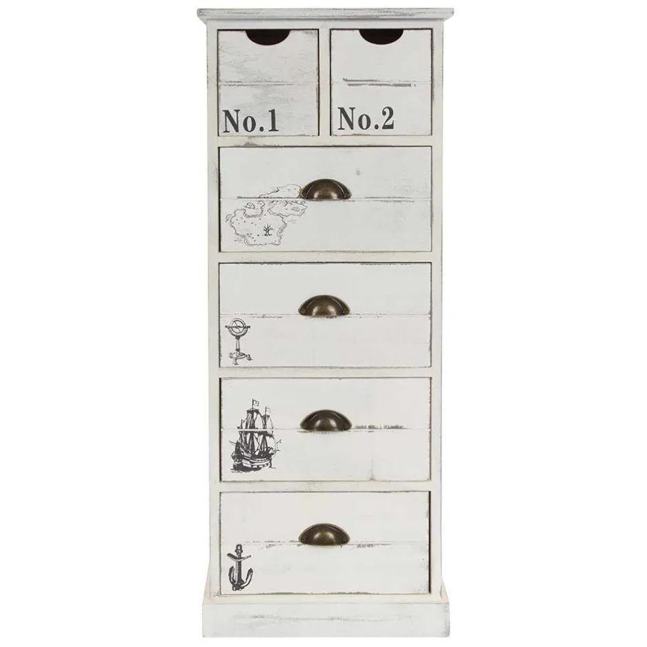 Wohnen 40x104x30 Hochkommode mit maritimen Motiven - Maggiore