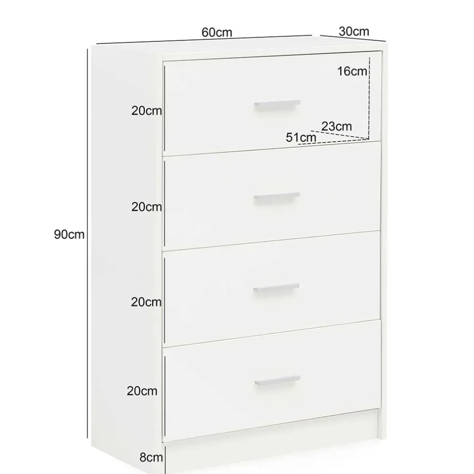 Wohnen 60x90x30 Hochkommode mit vier Schubladen - Hank