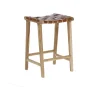 Wohnen 45x67x40 Hocker mit Leder Geflecht Sitz - Londres