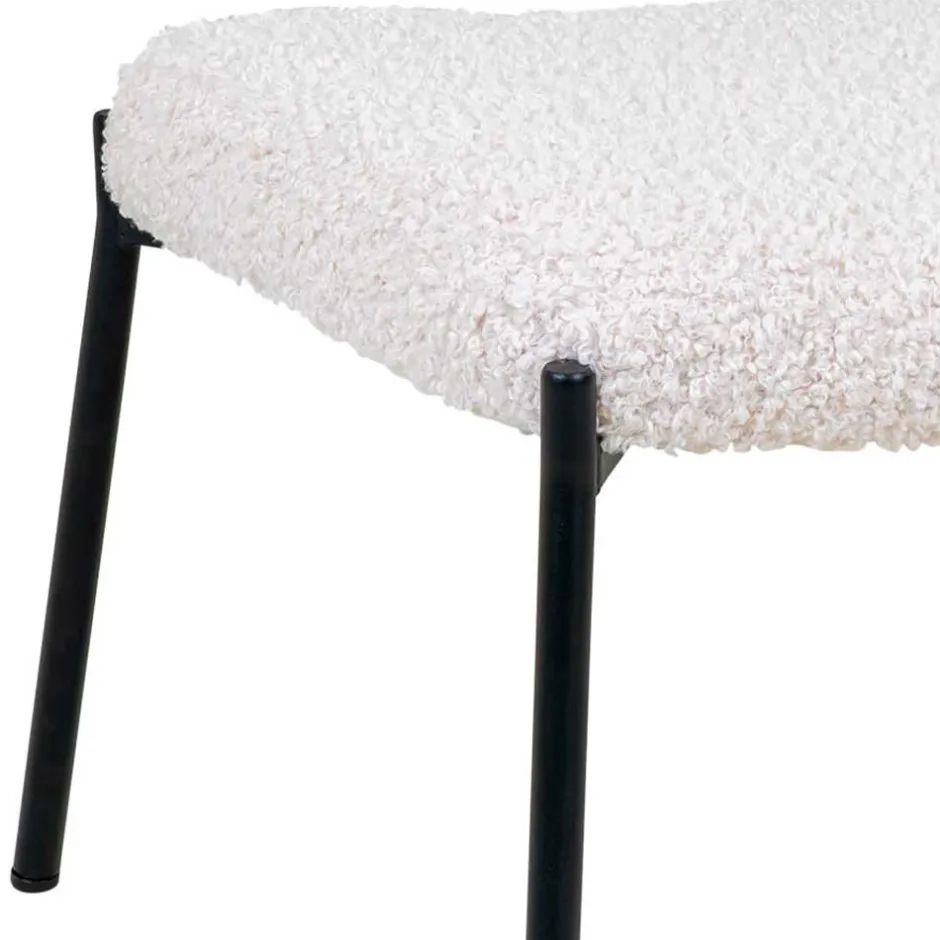 Wohnen 61x41x36 Hocker mit Plüsch Sitz in Weiß - Elefonas