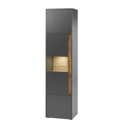 Wohnen 50x197x40 Hoher Wohnzimmerschrank mit Glaseinsatz - Ahilav