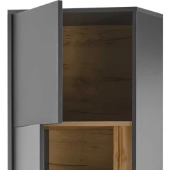 Wohnen 50x197x40 Hoher Wohnzimmerschrank mit Glaseinsatz - Ahilav