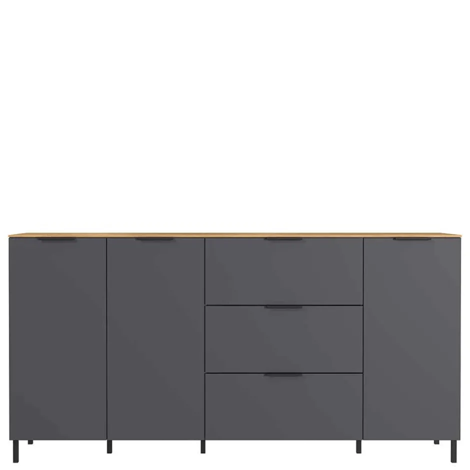 Wohnen 192x98x40 Hohes Sideboard in Dunkelgrau - Lurys