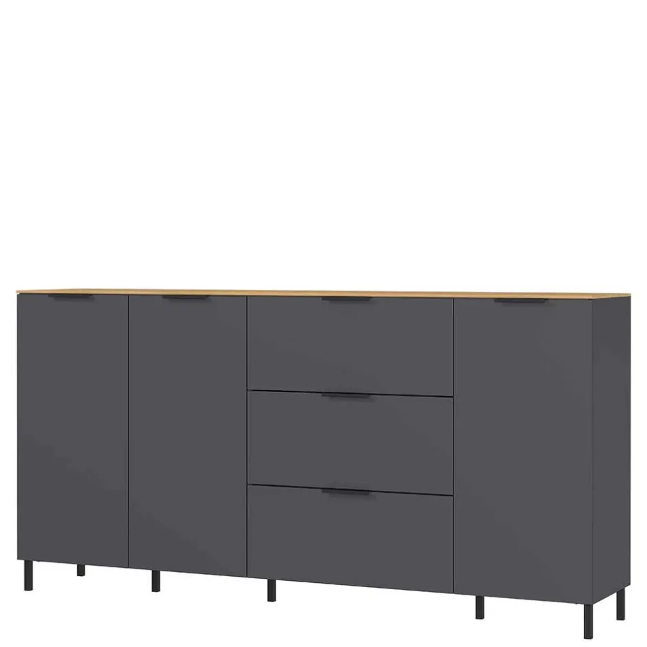 Wohnen 192x98x40 Hohes Sideboard in Dunkelgrau - Lurys