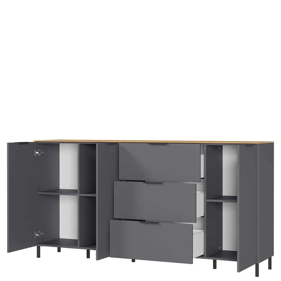 Wohnen 192x98x40 Hohes Sideboard in Dunkelgrau - Lurys