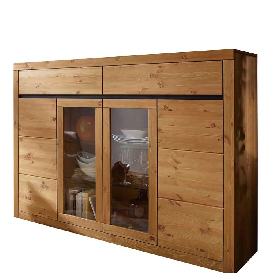 177x125x42 Holz Schrank mit 2 Glas Türen - Filedria^Wohnen Sale