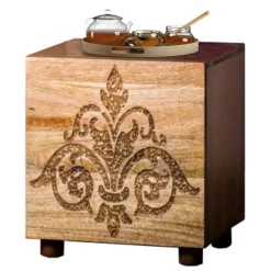 40x35x40 Holz Schränkchen mit Ornament Schnitzerei - Kick^Wohnen Outlet