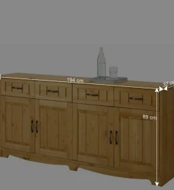 194x89x37 Holz Sideboard aus Kiefer Natur - Vanpos^Wohnen Outlet